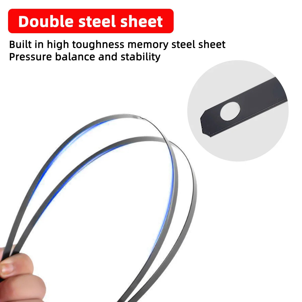A close-up view of a double steel sheet wiper blade with dual rubber strips.