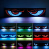 A grid of various glowing LED pixel panel lights showing different eye designs and colors.
