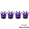 Set of four black purple diamond rhinestone tire valve caps