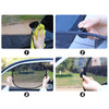 Quatre étapes montrant comment installer un pare-soleil universel pour pare-brise de voiture.
