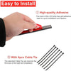 Hand applying self-adhesive tape to a LED strip for installation, with cable ties shown separately.