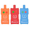 Three color versions of a 2-in-1 tire pressure sensor relearn tool in orange, red, and blue.