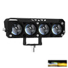 Black LED off-road spotlight headlight with four circular lenses and a mounting bracket