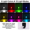 Raster mit acht hellen Farben und zehn Modi einer mehrfunktionalen LED-Stroboskoplampe.