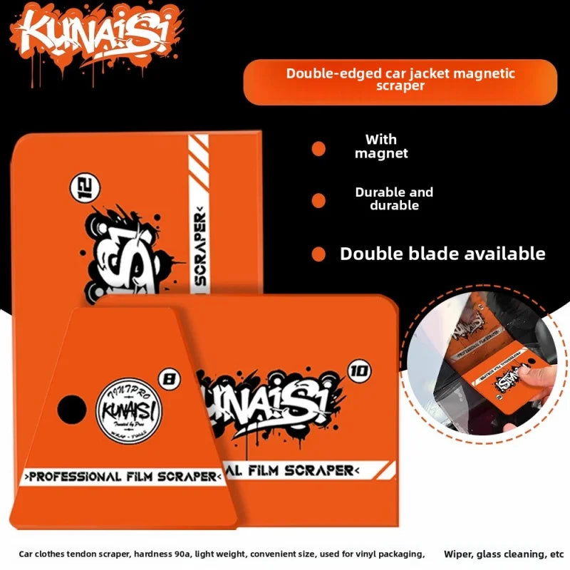 Orange double-edged car jacket magnetic scraper tool with a magnet and double blade available