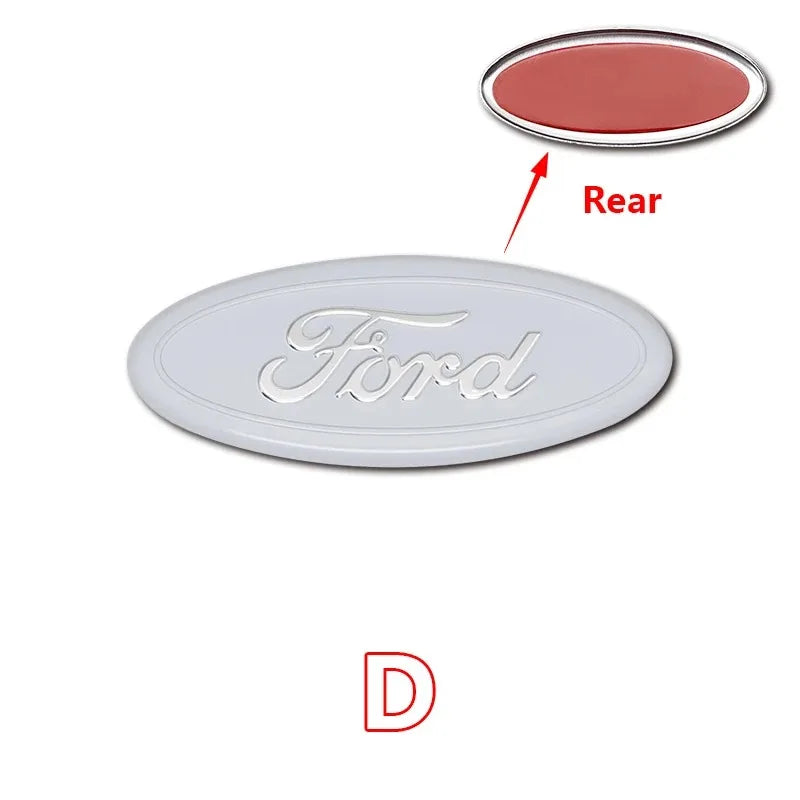 Weißes Ford-Lenkrad-Zier-Sticker mit roter hinterer Sektion und rotem D-Logo