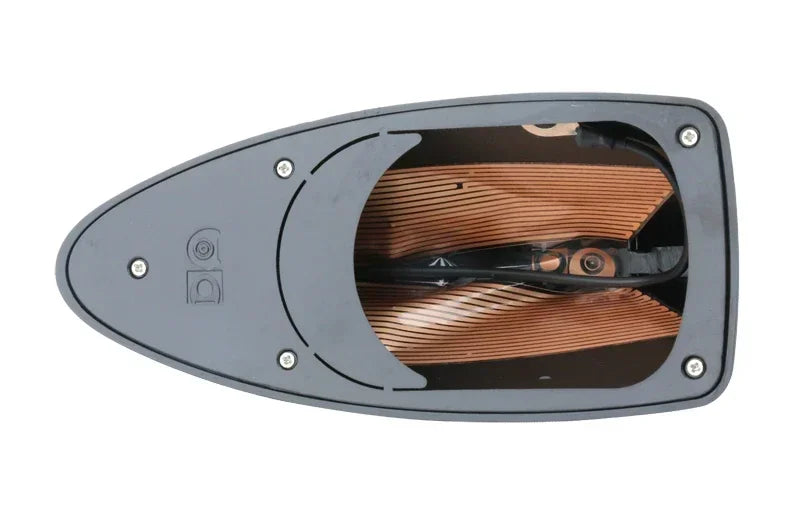 Antenne de voiture universelle en forme de nageoire de requin grise avec boîtier en plastique transparent et composants inter