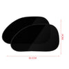 A pair of black dual car sun shades showing their size and thickness.