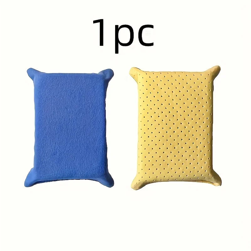 One anti-fog glass and mirror cleaning sponge, shown in blue and yellow colors.