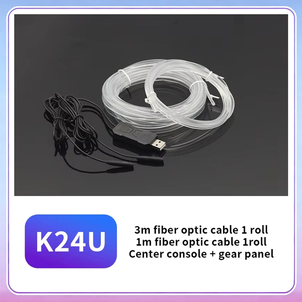 A roll of 3m fiber optic cable and a 1m fiber optic cable are shown on a dark surface.