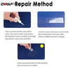 A hand applies glue to a crack in glass, followed by covering the crack and scraping away residual glue for repair.