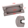 Gray foam chest protector pads for motorcycle handlebars, showing dimensions and shape.