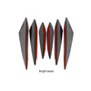 A set of five bright black universal car bumper lip spoiler fins.