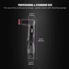 A cordless mini car detail polisher tool shown in a vertical view with dimensions labeled.