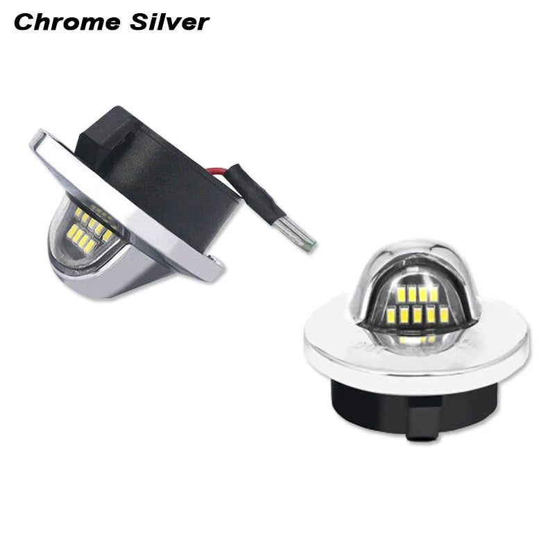 Chrome silver high-intensity LED license plate lights for Ford trucks