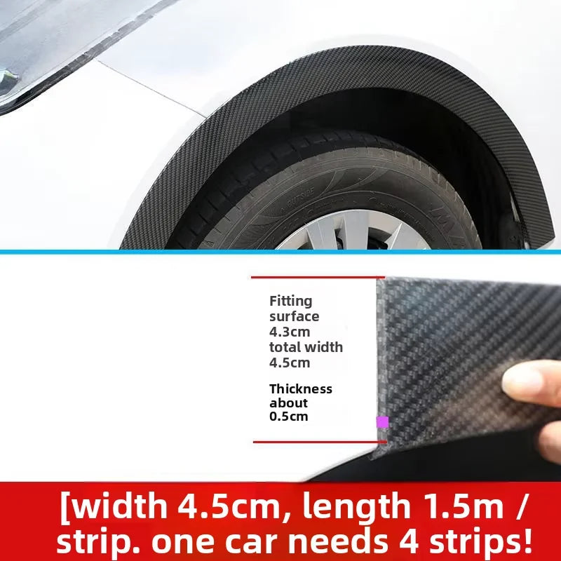 Carbon fiber wheel arch trims measuring 4.5cm wide and 1.5m long for auto body styling