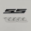 A silver and black 3D metal SS/RS emblem badge for Chevrolet vehicles.
