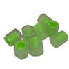 A collection of translucent green self-luminous tire valve caps.