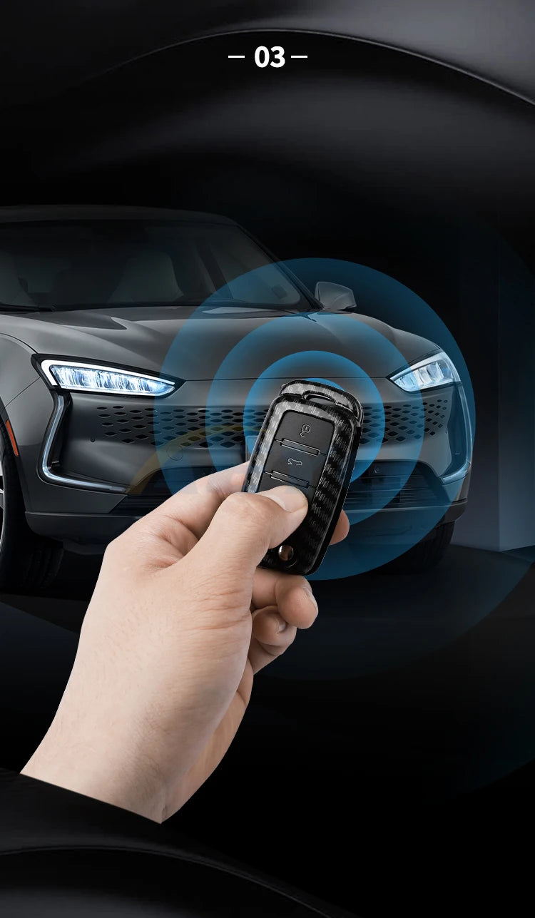 Carbon Fiber Car Key Case Cover for VW, Skoda, and Audi Models