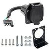 Black 7-way trailer adapter with mounting bracket and various screws and pins