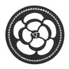 A black silicone car cup coasters set with a floral design and clear crystal accents.
