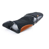 Black motorcycle seat cushion cover with an orange accent for heat insulation and protection