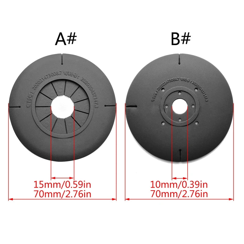 Two black car windshield debris protector sleeves labeled A# and B#, showing their dimensions.