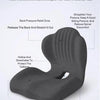 A black ergonomic seat cushion designed with five zones for curved support and posture correction.