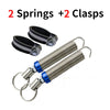 Two springs and two clasps for an automatic car trunk lid lifter mechanism.