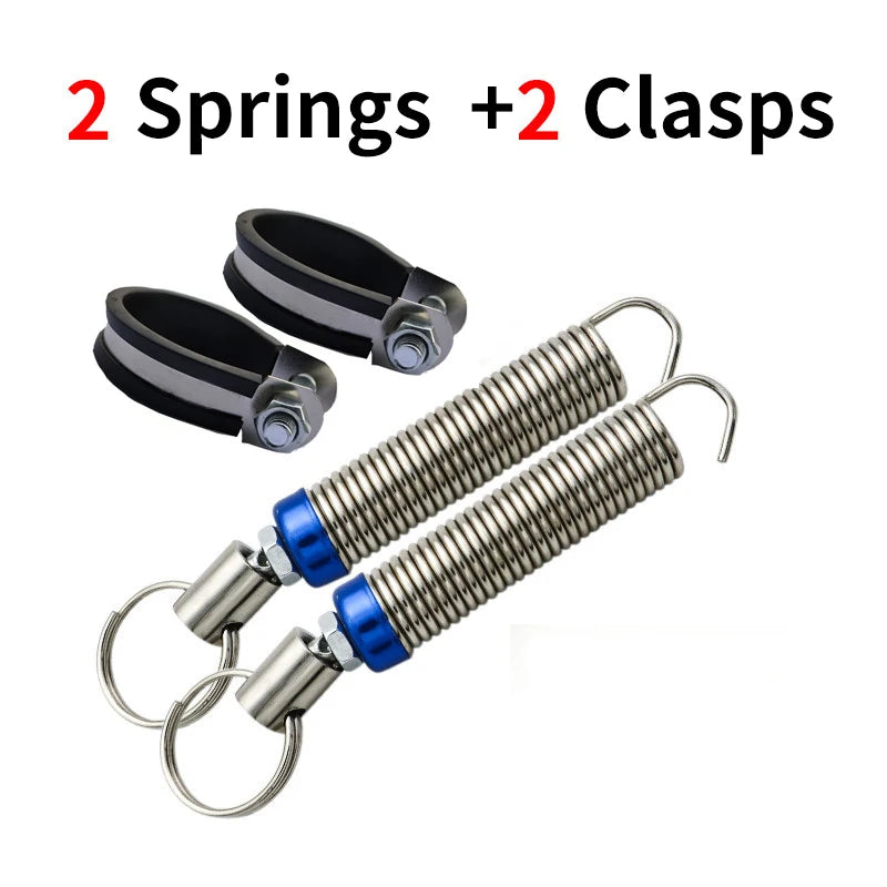 Two springs and two clasps for an automatic car trunk lid lifter mechanism.