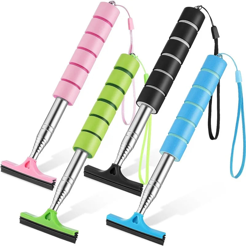 A set of five silicone cleaning tools for car and glass, featuring pink, green, black, and blue handles.