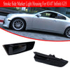 Black smoked lens side marker light housings for Infiniti G35 vehicle.