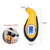 A yellow portable tire pressure monitoring system device is shown next to a tire and measurements.
