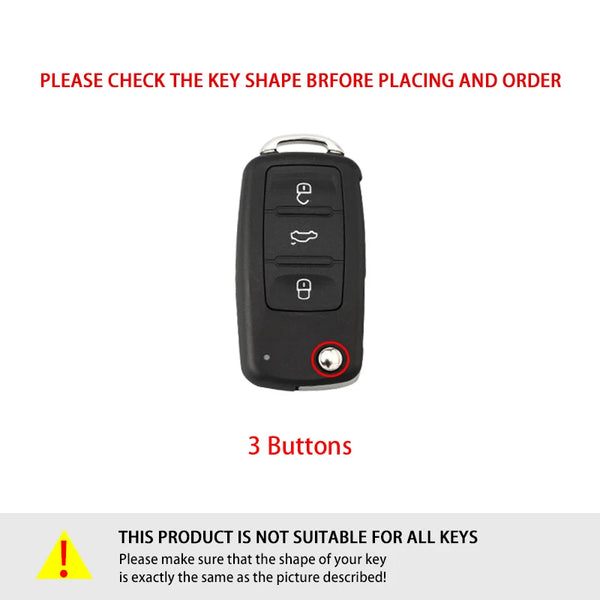 Black TPU car key fob cover with three buttons for Volkswagen Group vehicles
