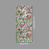 Decorative PVC stained glass window film featuring colorful birds and pink flowers on a gray background