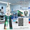 Tuosen Folding Digital Electrician Scissors shown with various components and measurements.