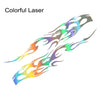 Colorful laser flame design featuring a gradient of purple, blue, and orange colors.