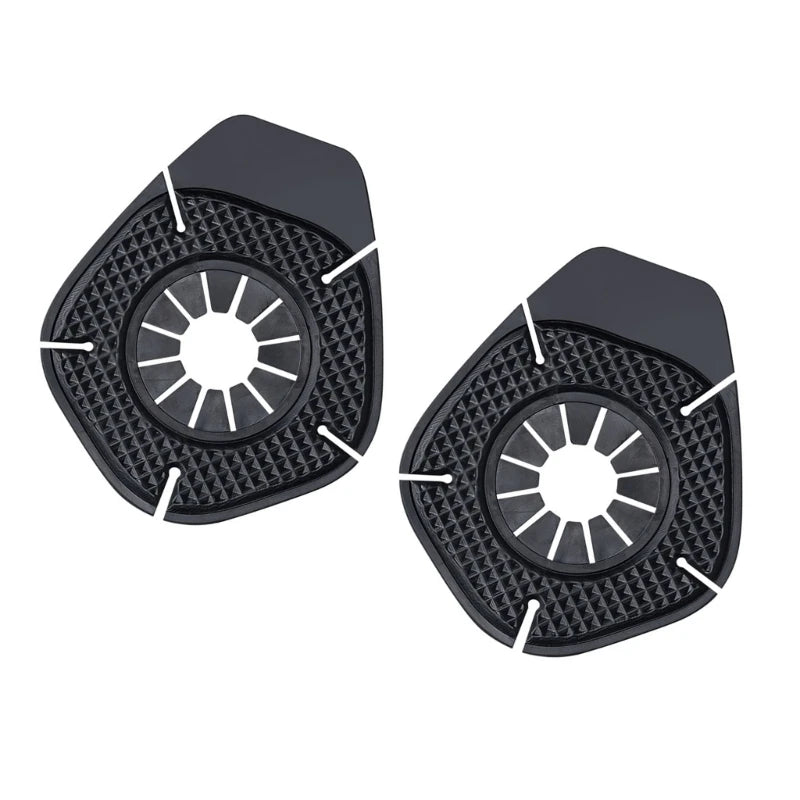 Two black car wiper arm protective pads with a textured surface and a central opening.