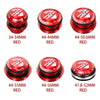 A set of red precision bike headsets with various thread sizes and diameters for MTB and road cycling.