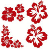 Rote Hibiskusblumen-Autokleber mit mehreren floralen Designs.