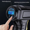 A hand adjusts the tire pressure on a portable digital tire air pump displaying 2.50 psi.