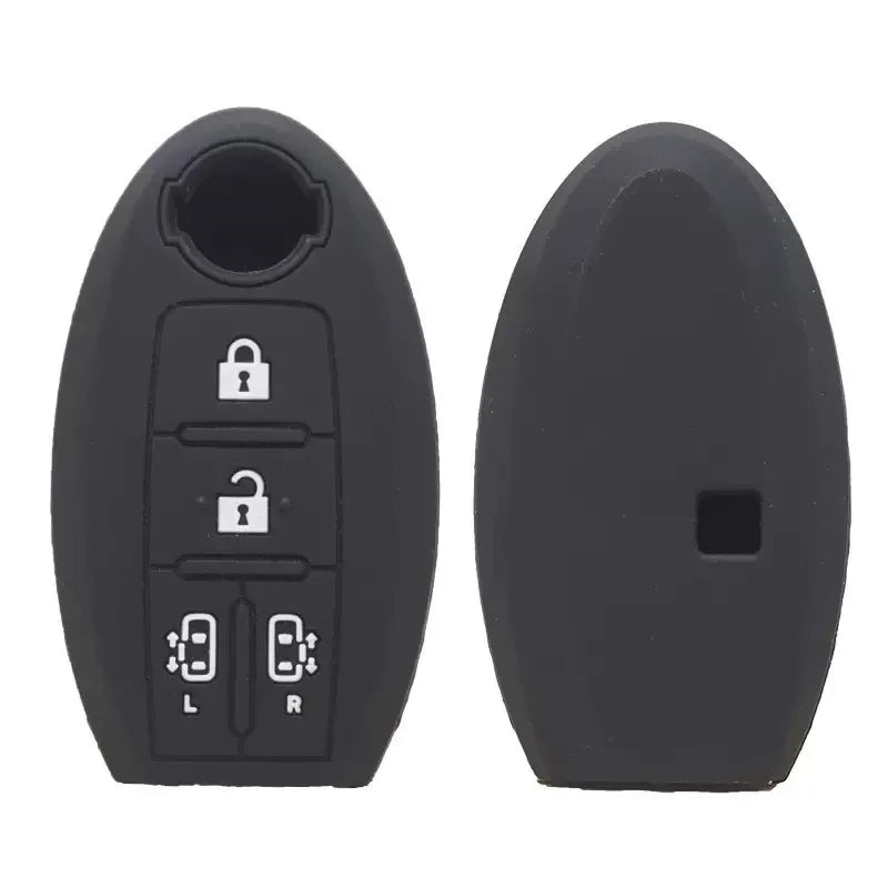 Black silicone cover for a universal car key fob with lock and button features