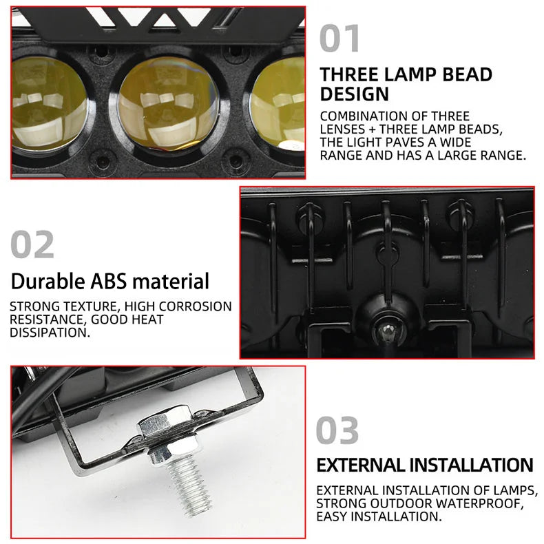 Dual-Color LED Spotlight Headlight for Vehicles