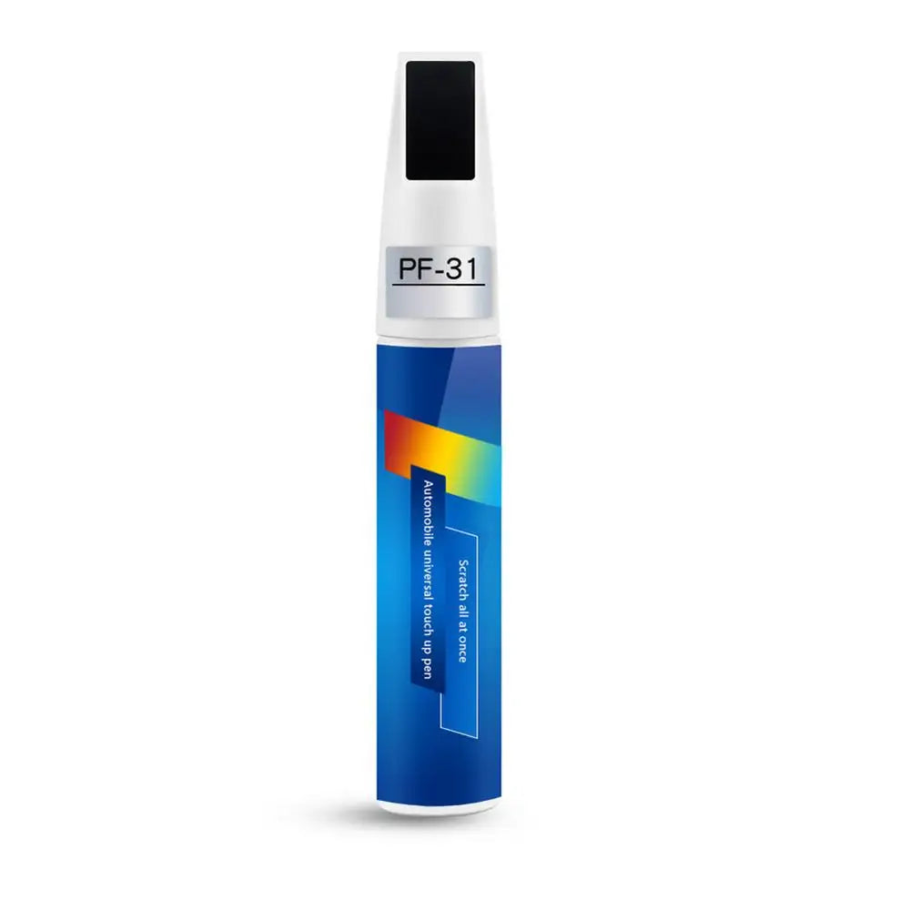A white and blue paint pen labeled PF-31 with a black cap and brush tip.