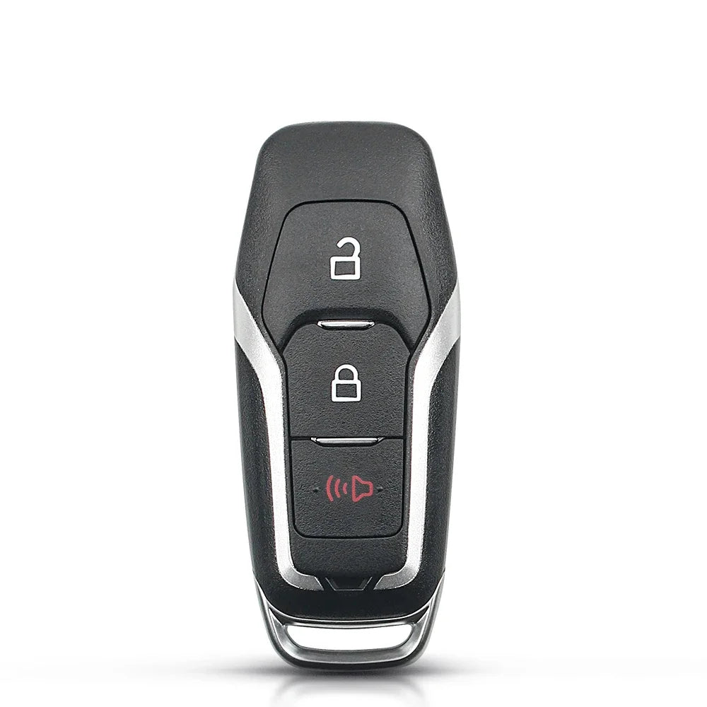 A black key shell replacement case with three buttons, including a lock and a speaker icon.
