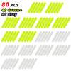 A set of 80 reflective safety stickers and tape, including 40 green and 40 grey.