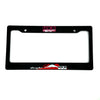 Black license plate frame decoration with HKS logo and a red mountain graphic.
