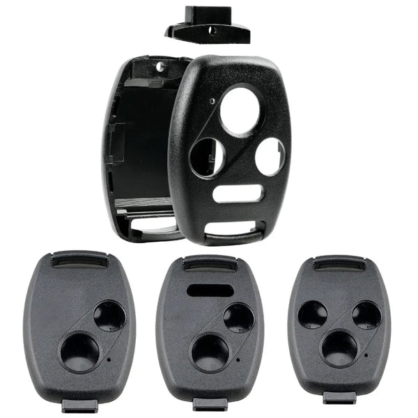 Black universal car key fob shell cover shown in various forms and angles