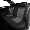 Black leather car seat covers installed on a vehicle bench seat.