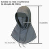 Gray UV protection cooling balaclava face mask shown with measurements for head circumference and length.